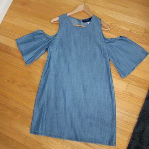 Chambray Cold Shoulder Dress